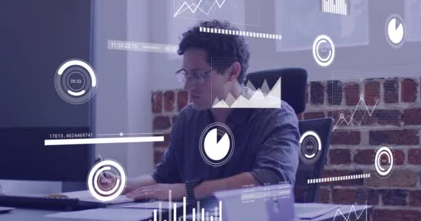 Animação Processamento Dados Financeiros Sobre Empresário Caucasiano Cargo Conceito Finanças — Vídeo de Stock