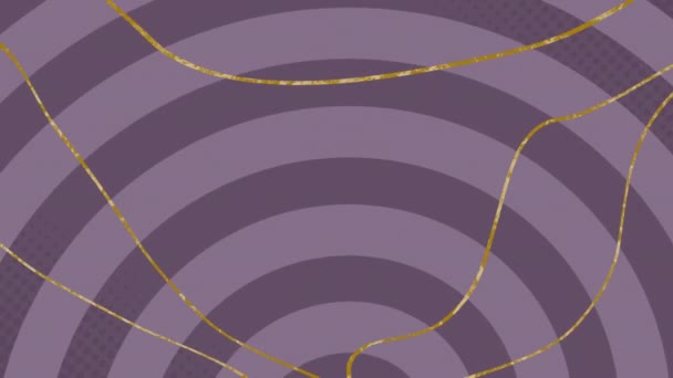 Animation Lignes Dorées Sur Des Cercles Sur Fond Violet Contexte — Video