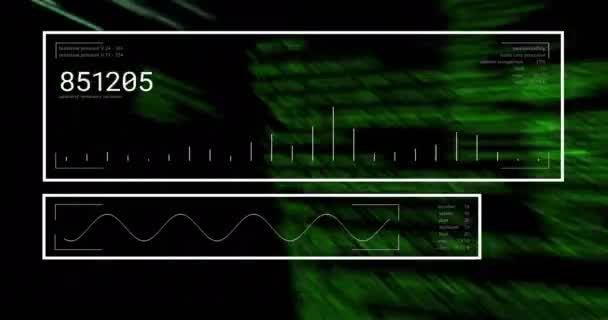 Анимация Обработки Данных Черном Фоне Глобальный Бизнес Финансы Вычислительная Техника — стоковое видео