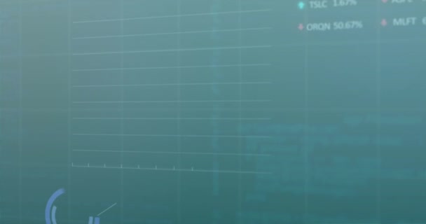 Animación Estadísticas Procesamiento Datos Sobre Fondo Azul Conexiones Globales Computación — Vídeo de stock