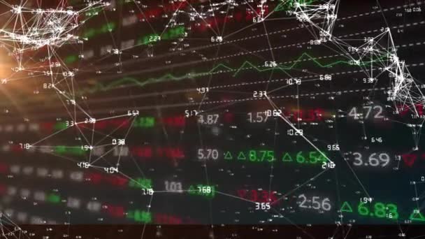 Animación Del Procesamiento Datos Financieros Través Red Conexiones Finanzas Globales — Vídeos de Stock