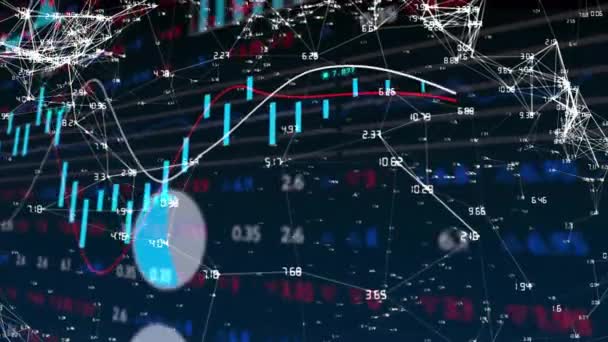 Animatie Van Verwerking Van Financiële Gegevens Het Netwerk Van Verbindingen — Stockvideo