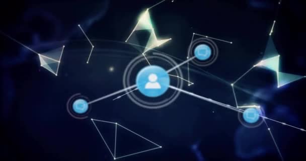 Animation Network Connections Icons Globe Global Business Digital Interface Concept — ストック動画