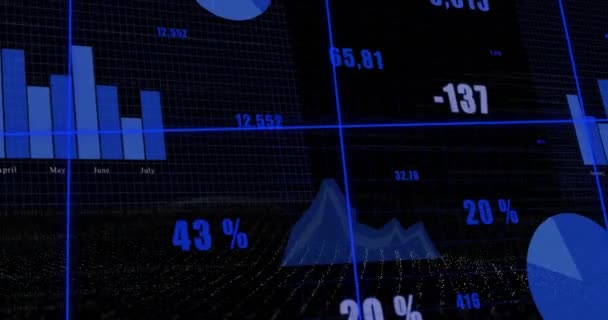 Animation Financial Data Processing Black Background Global Finances Computing Digital — Stockvideo