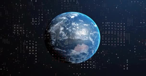 Animace Zpracování Finančních Údajů Celém Světě Modrém Pozadí Globální Připojení — Stock video