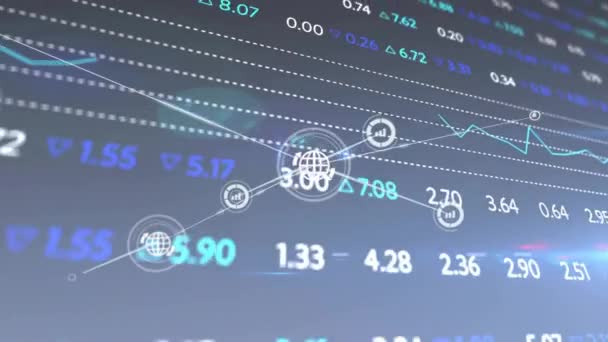 Animación Del Procesamiento Datos Financieros Través Red Conexiones Finanzas Globales — Vídeos de Stock