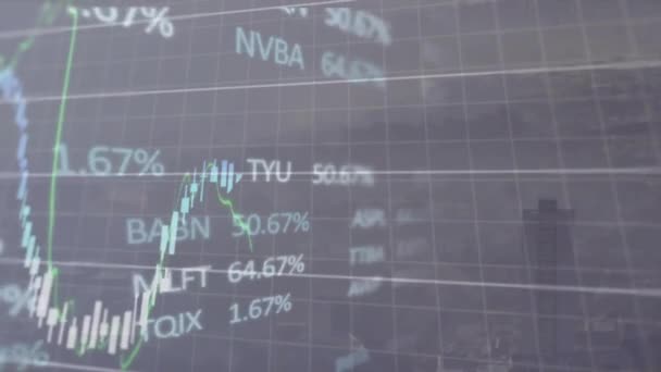 Animace Zpracování Finančních Dat Celém Městě Globální Finance Obchod Připojení — Stock video