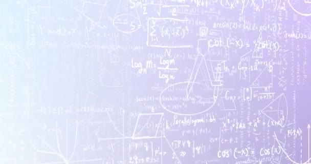 Анимация Слоев Математических Уравнений Сиреневом Фоне Данные Образование Исследования Связь — стоковое видео