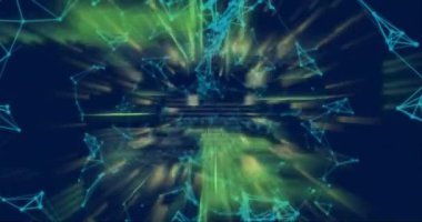 Siyah arkaplanda veri işleme ve bağlantı ağının animasyonu. Küresel teknoloji, hesaplama, bağlantılar ve dijital arayüz konsepti dijital olarak oluşturulmuş video.