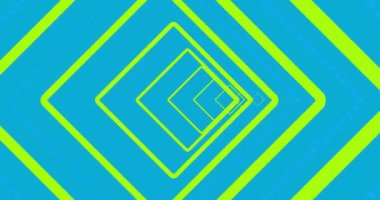 Mavi arka planda hareket eden yeşil elmas şekilli tünel animasyonu. Özet, değişim, enerji, veri, bağlantı, işleme, arkaplan ve iletişim, dijital olarak oluşturulmuş video.