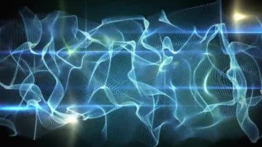 Neon ışıklarının üzerinde hareket eden ışık lekelerinin canlandırması. Küresel teknoloji ve dijital arayüz konsepti dijital olarak oluşturulmuş video.
