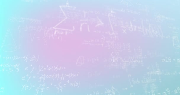 Анімація Математичних Рівнянь Рожевому Синьому Тлі Дані Математика Освіта Дослідження — стокове відео