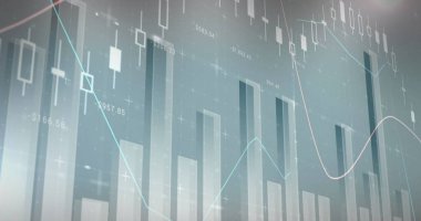 Şebeke üzerinde istatistik ve finansal veri işleme resimleri. Küresel iş, finans ve veri işleme kavramı dijital olarak oluşturulmuş görüntü.
