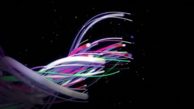 Siyah arka planda hareket eden renkli izlerin animasyonu. Soyut arkaplan ve renk konsepti dijital olarak oluşturulmuş video.