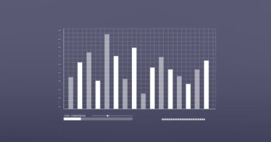 Siyah arka planda finansal veri işleme animasyonu. Küresel iş, bilgisayar ve dijital arayüz kavramı dijital olarak oluşturulmuş video.