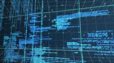 Noktaların üzerindeki veri işleme ve şekillerin animasyonu. Küresel iş ve dijital arayüz kavramı dijital olarak oluşturulmuş video.