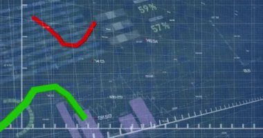 Şebeke ve karanlık arka planda finansal veri işleme animasyonu. Küresel finans, iş, bağlantılar, hesaplama ve veri işleme kavramı dijital olarak oluşturulmuş video.