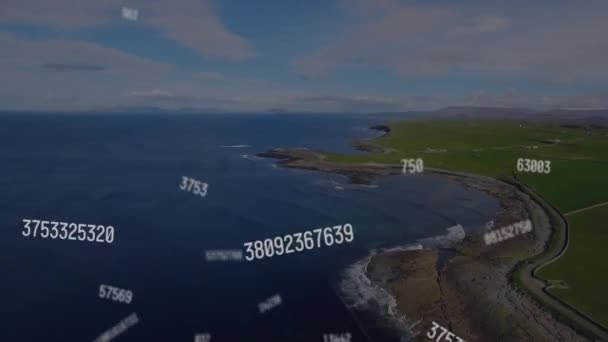 Animazione Dell Elaborazione Dei Dati Sul Paesaggio Marino Concetto Natura — Video Stock