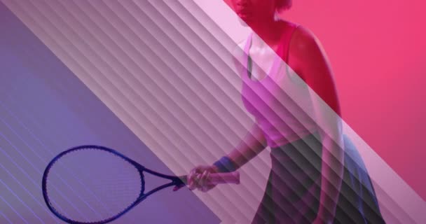 Afrika Kökenli Amerikalı Bayan Tenis Oyuncusu Tenis Raketi Üzerine Fransa — Stok video