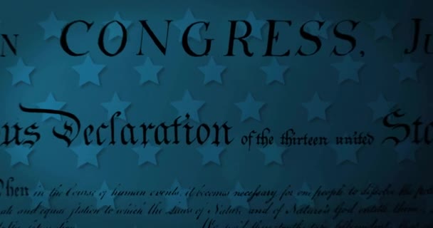 국기의 파란색 배경에 선언의 애니메이션 미국인 애국심 디지털 방식으로 비디오 — 비디오