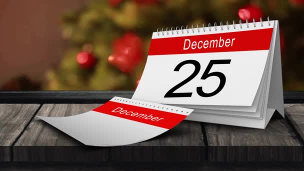 Animation December Calendar Page Christmas Decorations Christmas Festivity Celebration Tradition — Stock Video