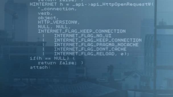 Animación Del Procesamiento Digital Datos Través Del Paisaje Urbano Conexiones — Vídeos de Stock