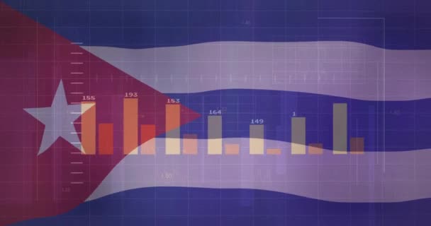 Animazione Del Trattamento Dei Dati Finanziari Bandiera Cuba Concetto Finanza — Video Stock