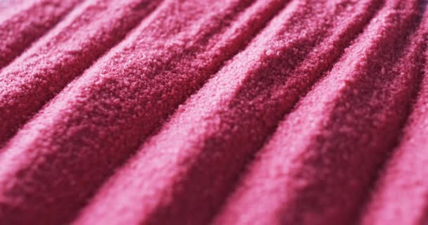 Detailní Záběr Texturované Růžové Tkaniny Žebrovaným Vzorem Obrázek Ukazuje Detailní — Stock video