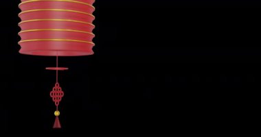 Siyah arka planda fotokopi alanı olan Çin kırmızı lambasının animasyonu. Çin yeni yılı, şenlik, kutlama ve geleneksel konsept dijital olarak oluşturulmuş video.