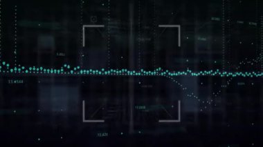 Karanlık arka planda finansal veri işleme animasyonu. Küresel finans, iş, bağlantılar, hesaplama ve veri işleme kavramı dijital olarak oluşturulmuş video.