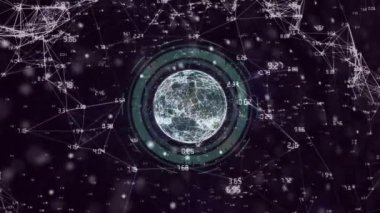 Animation of data processing and shapes over globe. Global business and digital interface concept digitally generated video.