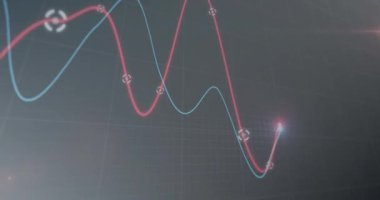 Siyah arka planda finansal veri işleme animasyonu. Dijital olarak oluşturulan küresel finansman, iş, bilgisayar ve dijital arayüz kavramı.