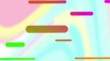 Renkli arka planda hareket eden renkli şekillerin canlandırması. Renkler, desenler ve şekiller dijital olarak oluşturulmuş video konsepti.