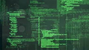 Diyagramlar üzerinden veri işleme animasyonu. küresel iş ve dijital arayüz kavramı dijital olarak oluşturulmuş video.