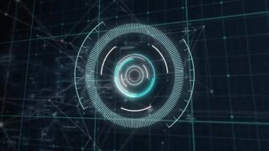 Bağlantı ağı üzerinden tarama alanının animasyonu. Küresel teknoloji ve dijital arayüz konsepti dijital olarak oluşturulmuş video.