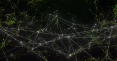 Şekiller üzerinden bağlantı ağının animasyonu. Küresel teknoloji ve dijital arayüz konsepti dijital olarak oluşturulmuş video.