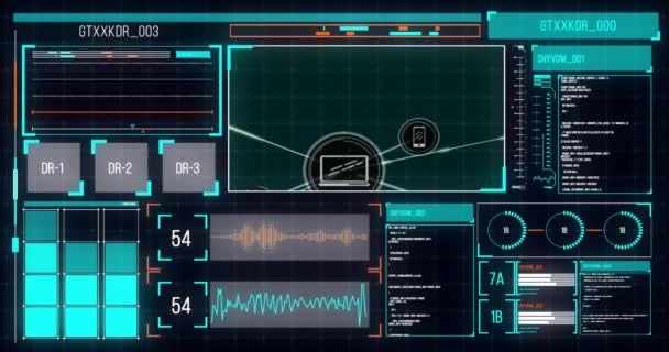 Animação Processamento Dados Ícones Mídia Sobre Diagramas Conceito Global Negócios — Vídeo de Stock