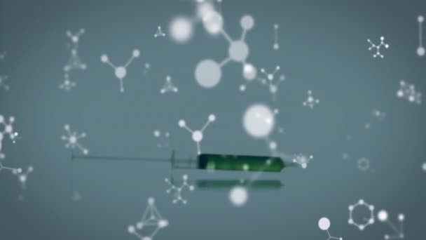 Animation Molecules Syringe White Background Global Science Computing Digital Interface — Stock Video