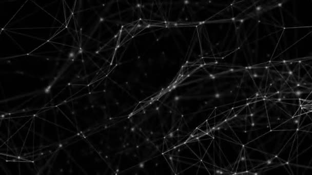 Animation du réseau de connexions sur fond noir. Connexions globales, informatique et concept d'interface numérique vidéo générée numériquement.