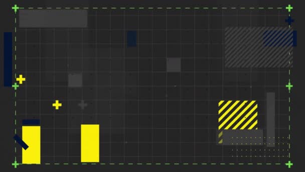 Animação Formas Amarelas Movimento Sobre Fundo Preto Padrão Conceito Interface — Vídeo de Stock