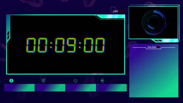 Animace Modrého Digitálního Časovače Obrazovkách Černém Pozadí Time Timer Digital — Stock video