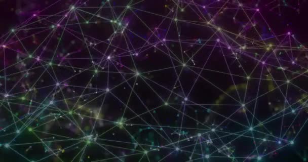 Animation du réseau de connexions sur des formes. Technologie globale et concept d'interface numérique vidéo générée numériquement.