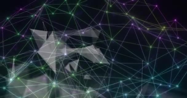 黒の背景に接続のネットワークのアニメーション グローバル接続 コンピューティング デジタルインターフェイスの概念デジタル生成されたビデオ — ストック動画