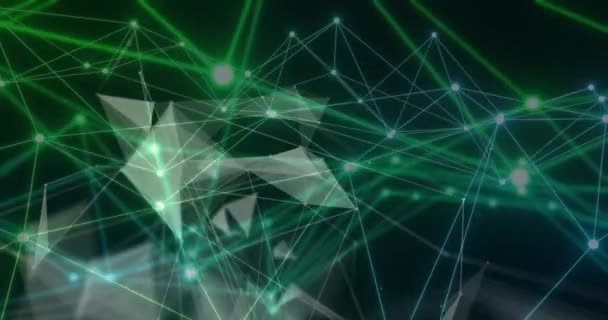 Animation du réseau de connexions sur fond noir. Connexions globales, informatique et concept d'interface numérique vidéo générée numériquement.