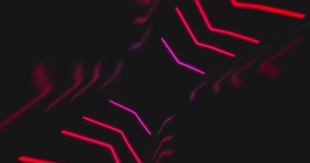 Animacja Neonowych Strzał Nad Tunelem Cyfrowym Globalna Technologia Koncepcja Cyfrowego — Wideo stockowe