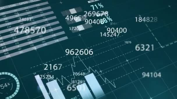 Animación Del Procesamiento Datos Financieros Sobre Fondo Oscuro Finanzas Globales — Vídeo de stock