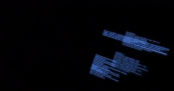 ブラックバックグラウンドでの青いデータ処理のアニメーション グローバルな接続 コンピューティング デジタルインターフェース データ処理コンセプトをデジタル生成したビデオ — ストック動画