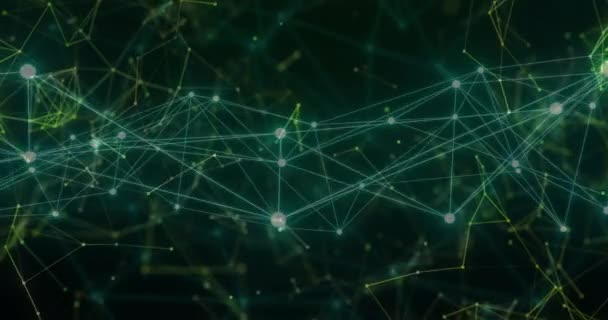 Animation du réseau de connexions sur fond noir. Connexions globales, informatique et concept d'interface numérique vidéo générée numériquement.