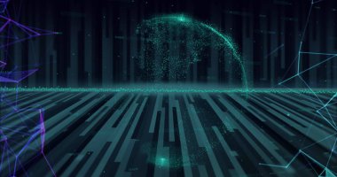 Dünya üzerindeki bağlantı ağının görüntüsü. iletişim teknolojisi, veri paylaşımı ve dijital arayüz konsepti dijital olarak oluşturulmuş görüntü.