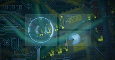 Küresel iş finansmanı ve bağlantıları kavramını gösteren gri bir arkaplandaki istatistik ve veri işleme görüntüsü. Bu dijital olarak oluşturulmuş bir resim..